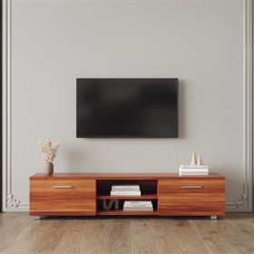 Walnut TV Stand for 70 Inch TV Stands, Media Console Entertainment Center Television Table