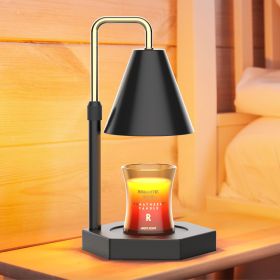 RAINBEAN Candle Warmer Lamp With Timer  Adjustable Height Electric Candle Warmer Dimmable With 2 Bulbs Wax Melt Warmer (Color: Black)