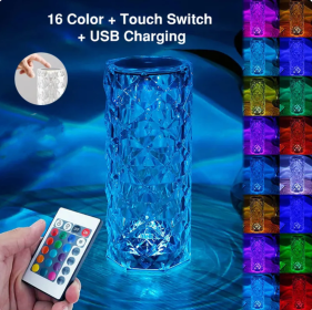 16 Colors LED Crystal Lamp Rose Light Touch Table Lamps Bedr (Option: Crystal Table Lam)