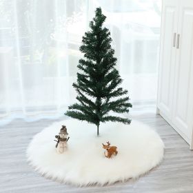 38cm Snowy White Christmas Tree Skirt Plush Faux Fur Xmas Trees Carpet Mat Ornaments For 2024 New Year Home Party Decoration (Color: 38cm- White)