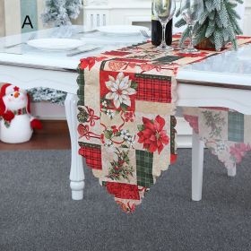 180x35cm Christmas Table Runner Cloth Merry Christmas Decoration for Home Tablecloth Xmas Ornament Navidad Natal New Year Gift (Color: B)