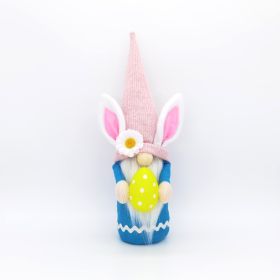 Easter Egg Bunny Gnome Plush Ornament Kids Room Decoration Home Decoration Doll (Color: pink)